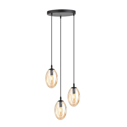 ASTRAL 3 Pendellampe – Sort & Ravfarvet Glas | Emibig