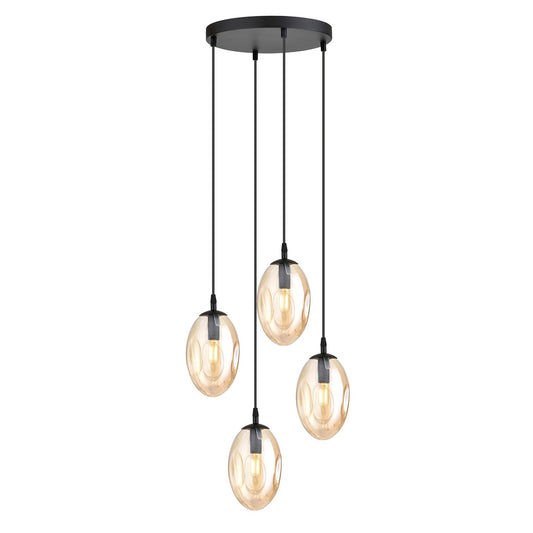 ASTRAL 4 Pendellampe – Sort & Ravfarvet Glas | Emibig