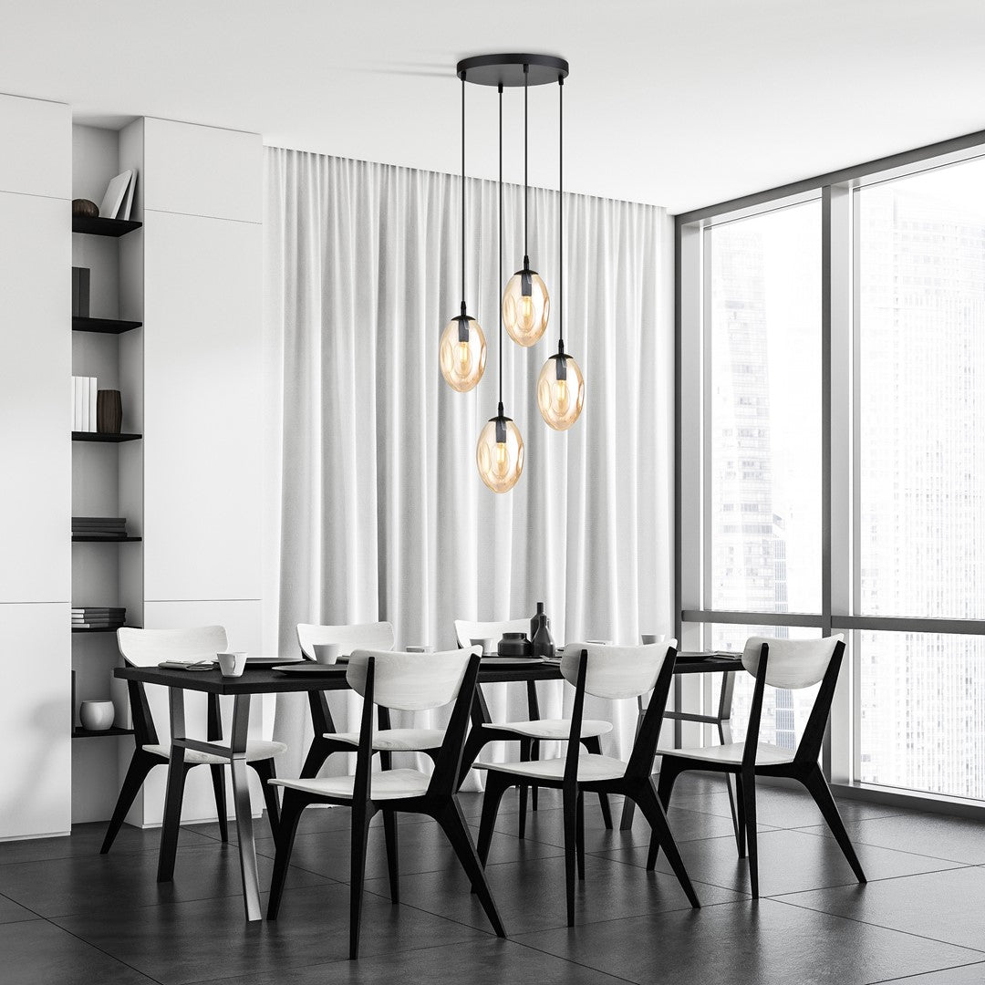 ASTRAL 4 Pendellampe – Sort & Ravfarvet Glas | Emibig