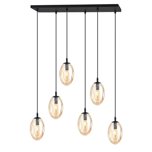 ASTRAL 6 Pendellampe – Sort & Ravfarvet Glas | Emibig