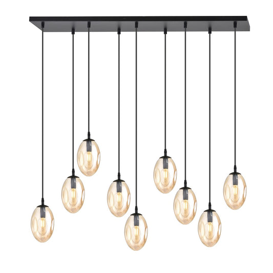 ASTRAL 9 Pendellampe – Sort & Ravfarvet Glas | Emibig