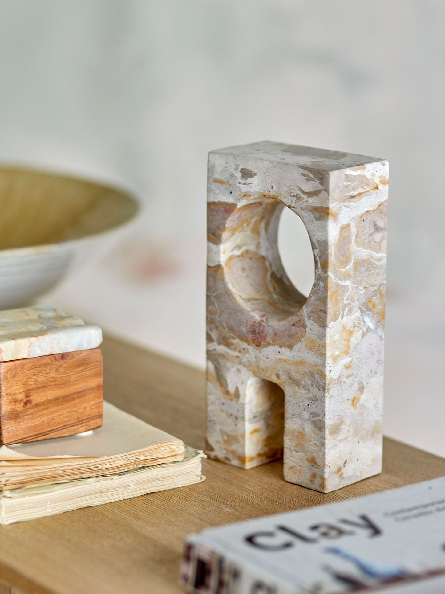 Bloomingville - Aoxi Deko – Natur Marmor, Skulpturel Borddekoration