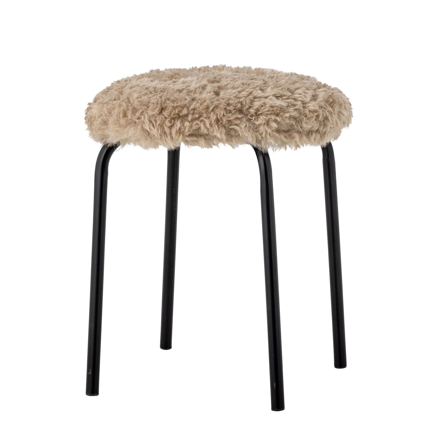 Linard Taburet i Brun Pels – Bloomingville Dekorativ og Stabil Taburet (D43 x H43 cm)