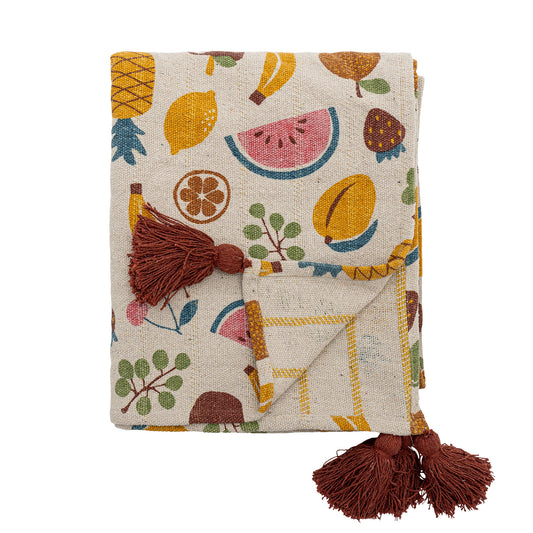 Fruitta plaid 130x160 cm i genanvendt bomuld – multicolor børneplaid fra Bloomingville MINI