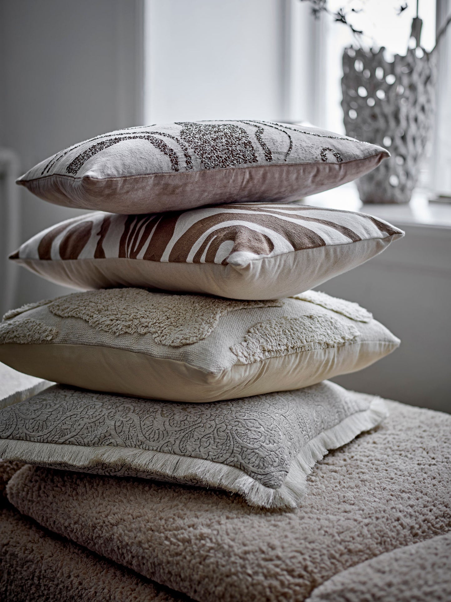 Bloomingville Cabrie Pude, Natur, Polyester