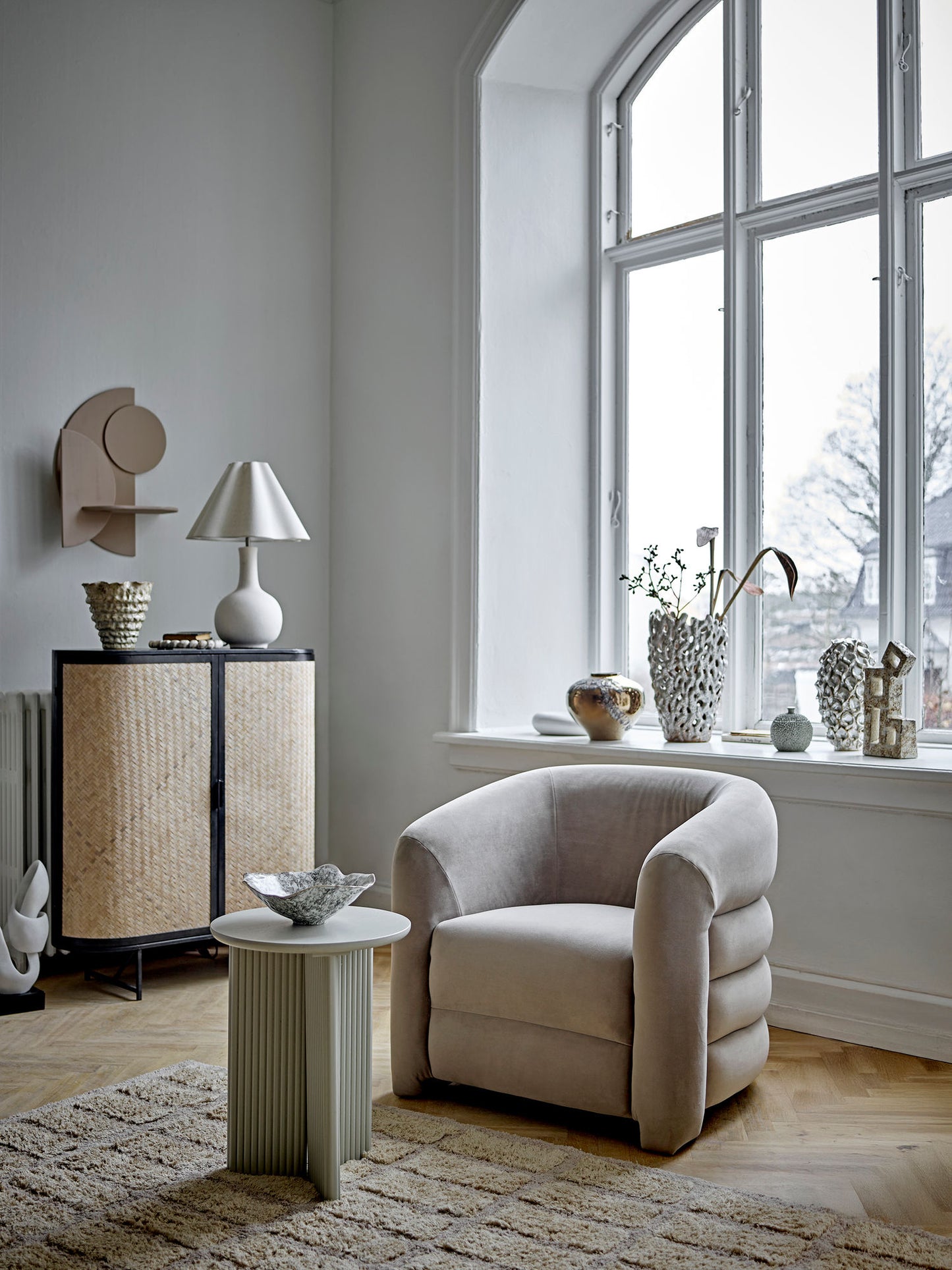 Joel Loungestol – Grå Velour, Komfortabel Lounge Stol