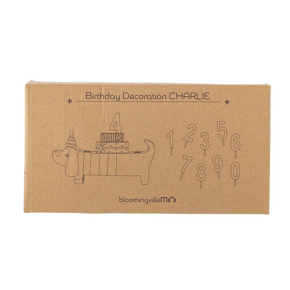 Charlie fødselsdagsdekoration 28x5xH14 cm i FSC® MDF – lysestage til børn fra Bloomingville MINI