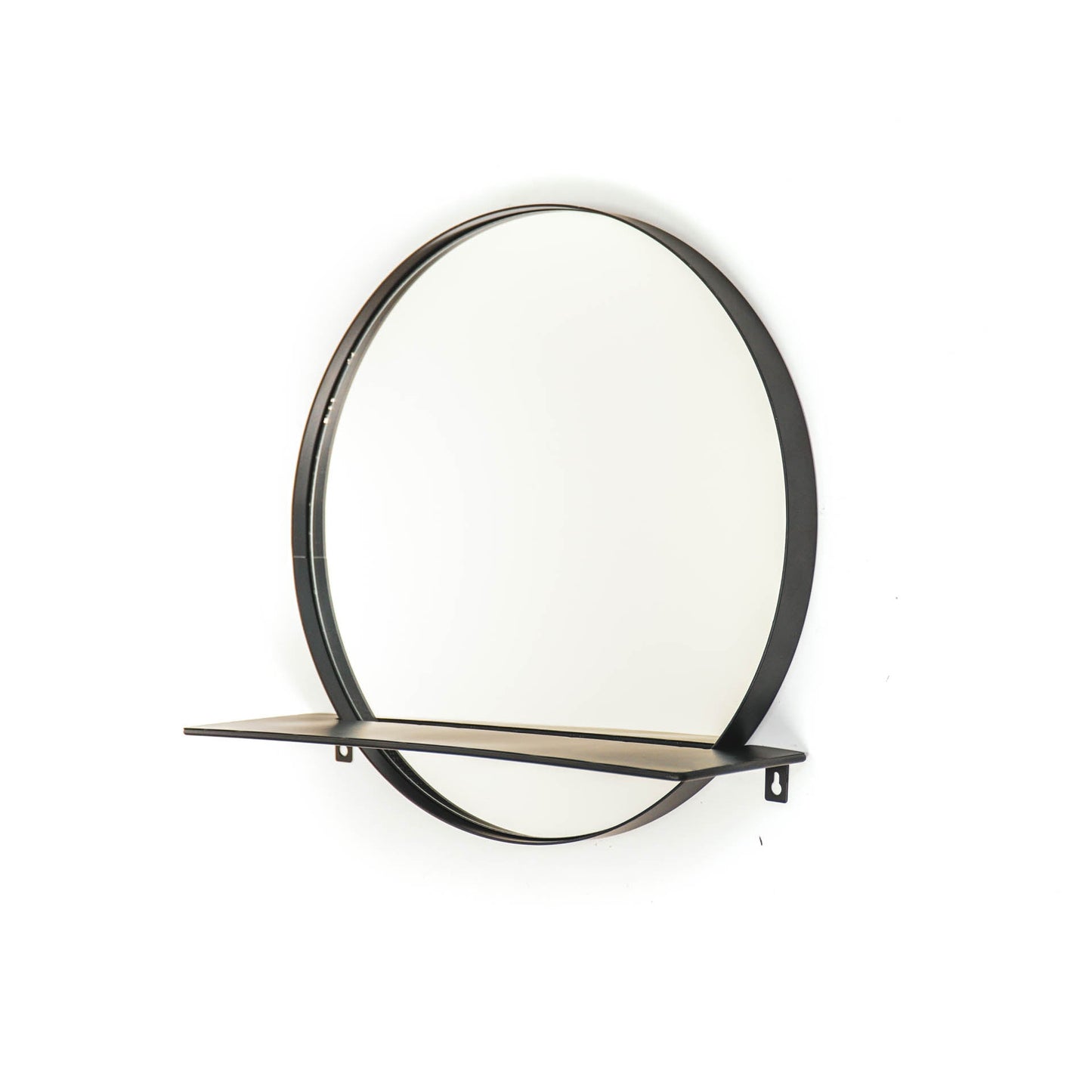 Housevitamin Rund Metal Spejl med Hylde - Sort - Ø40cm
