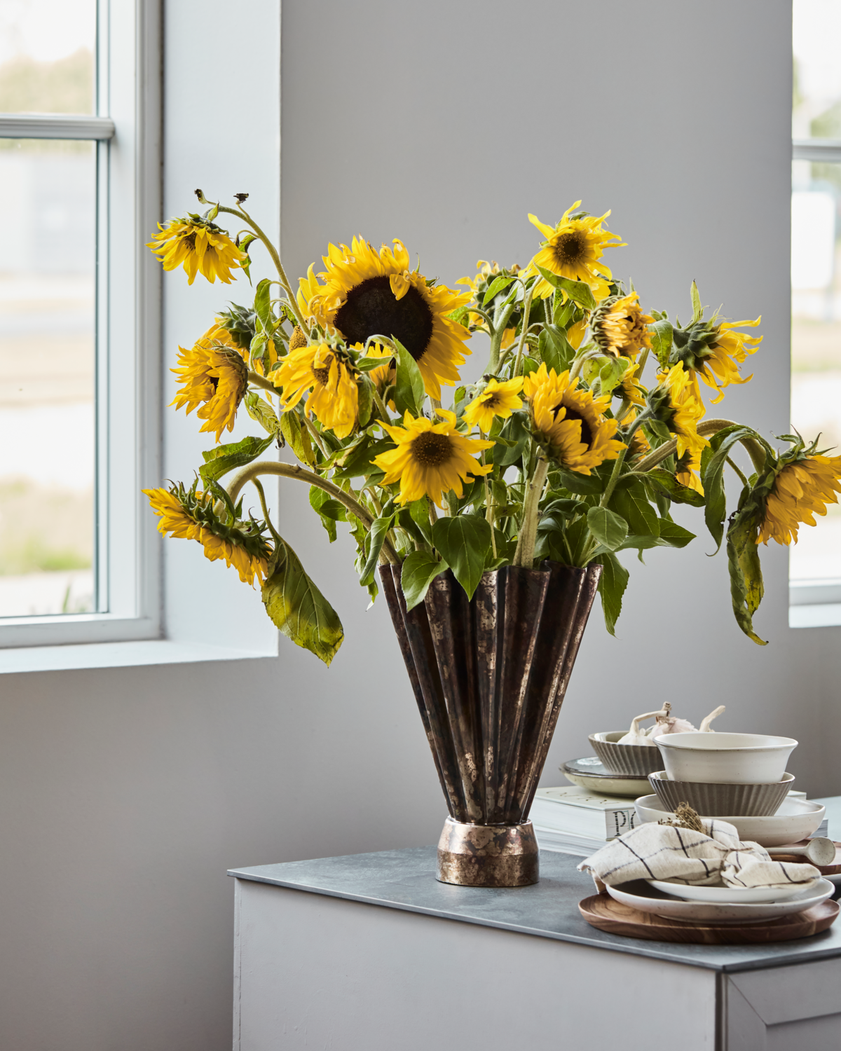Vase 33cm, HDFlood, Antik brun