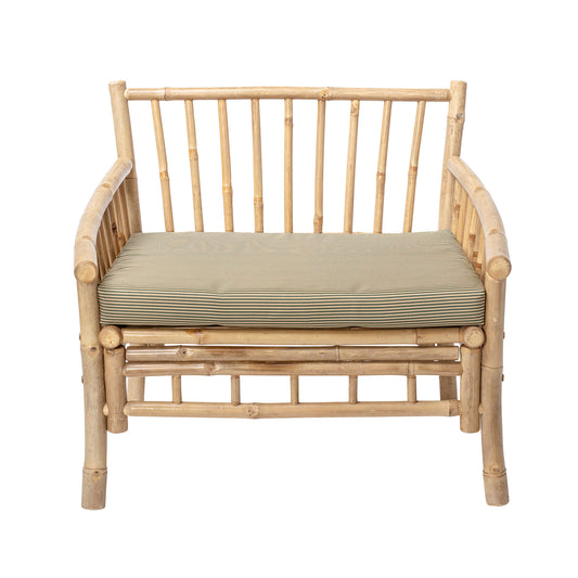 Bloomingville Sole Loungestol – Bambus, Natur, Udendørs Stol med Pude