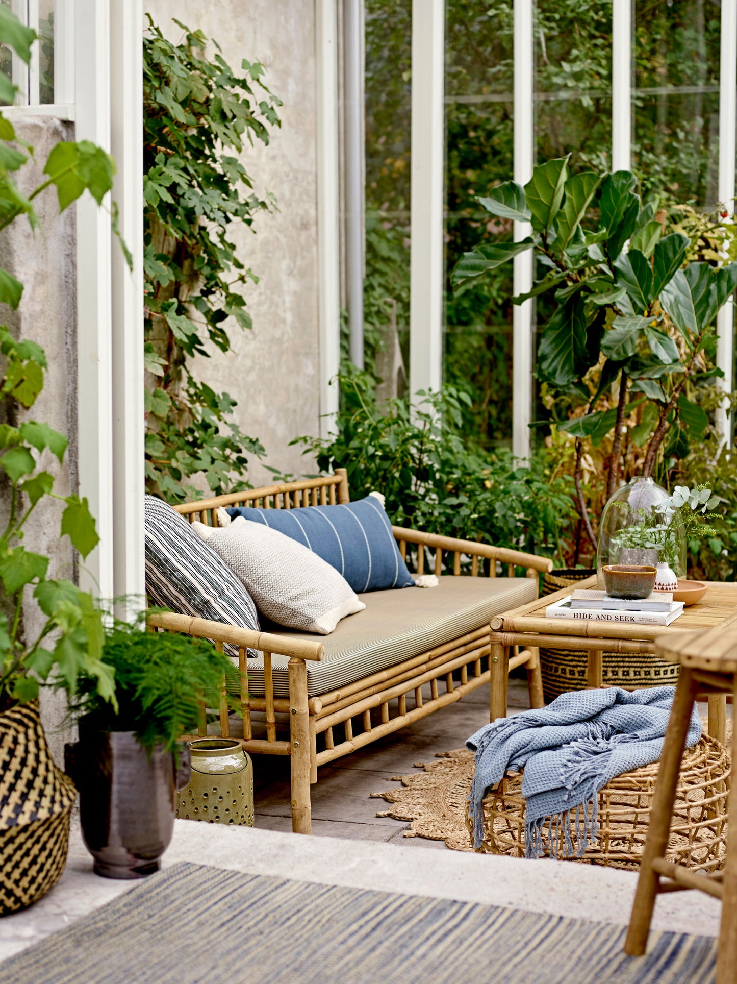 Bloomingville Sole Sofa – Bambus, Natur, Udendørs Sofa med Pude