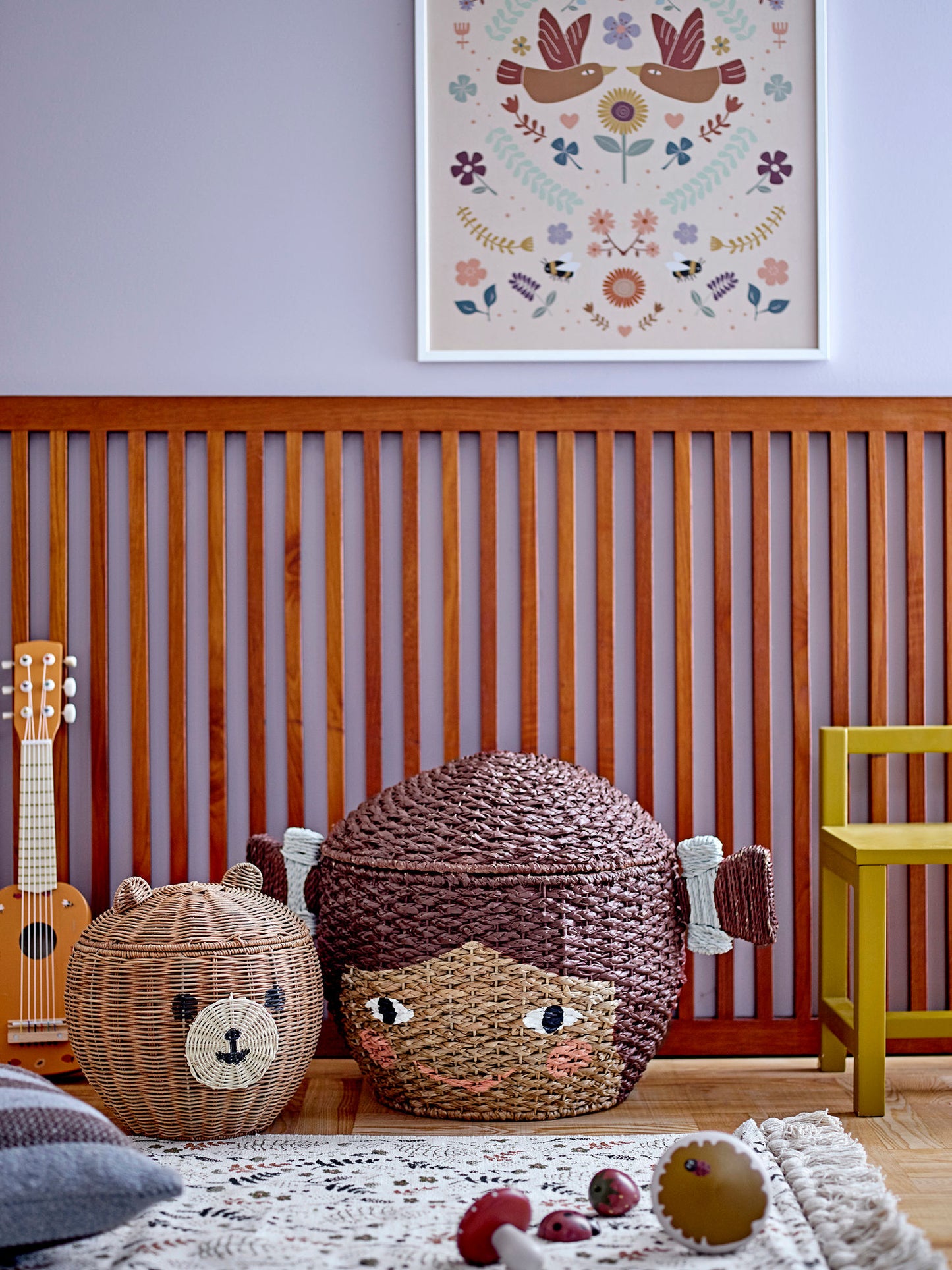 Lill kurv 62x41xH44 cm med låg i bankuan grass – opbevaringskurv fra Bloomingville MINI