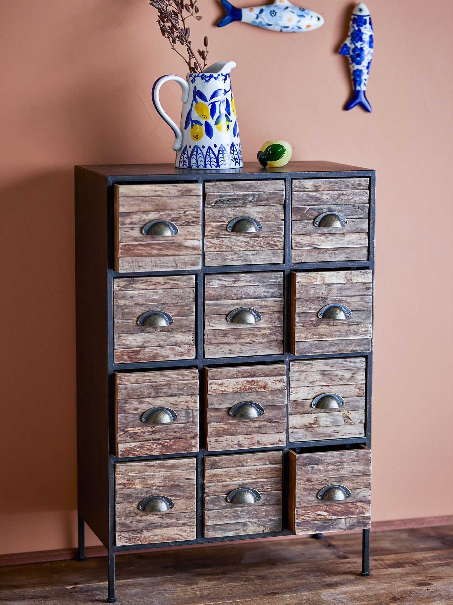 Creative Collection Matteo Kommode – Sort Kommode i Metal med 12 Skuffer