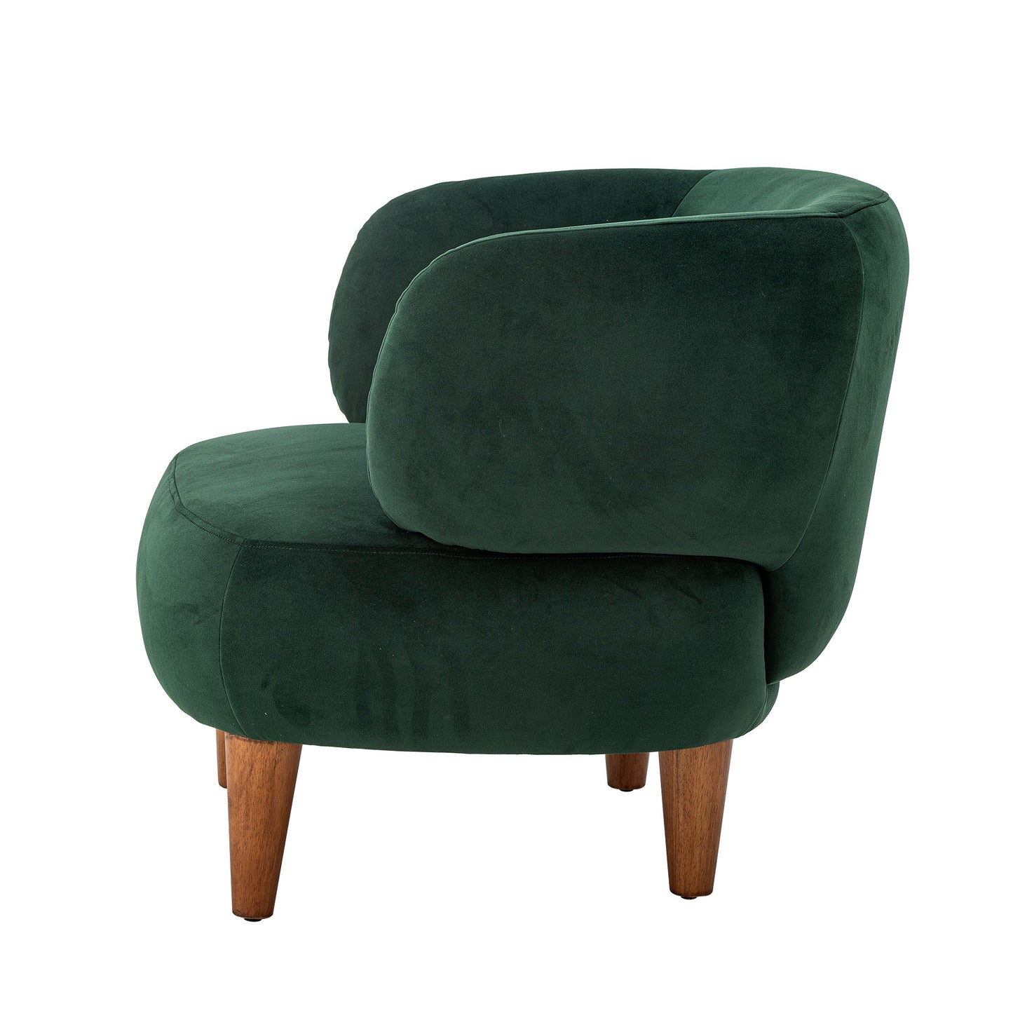 Ruperta Loungestol i Grøn Velour – Elegant Loungestol med Træben | Creative Collection