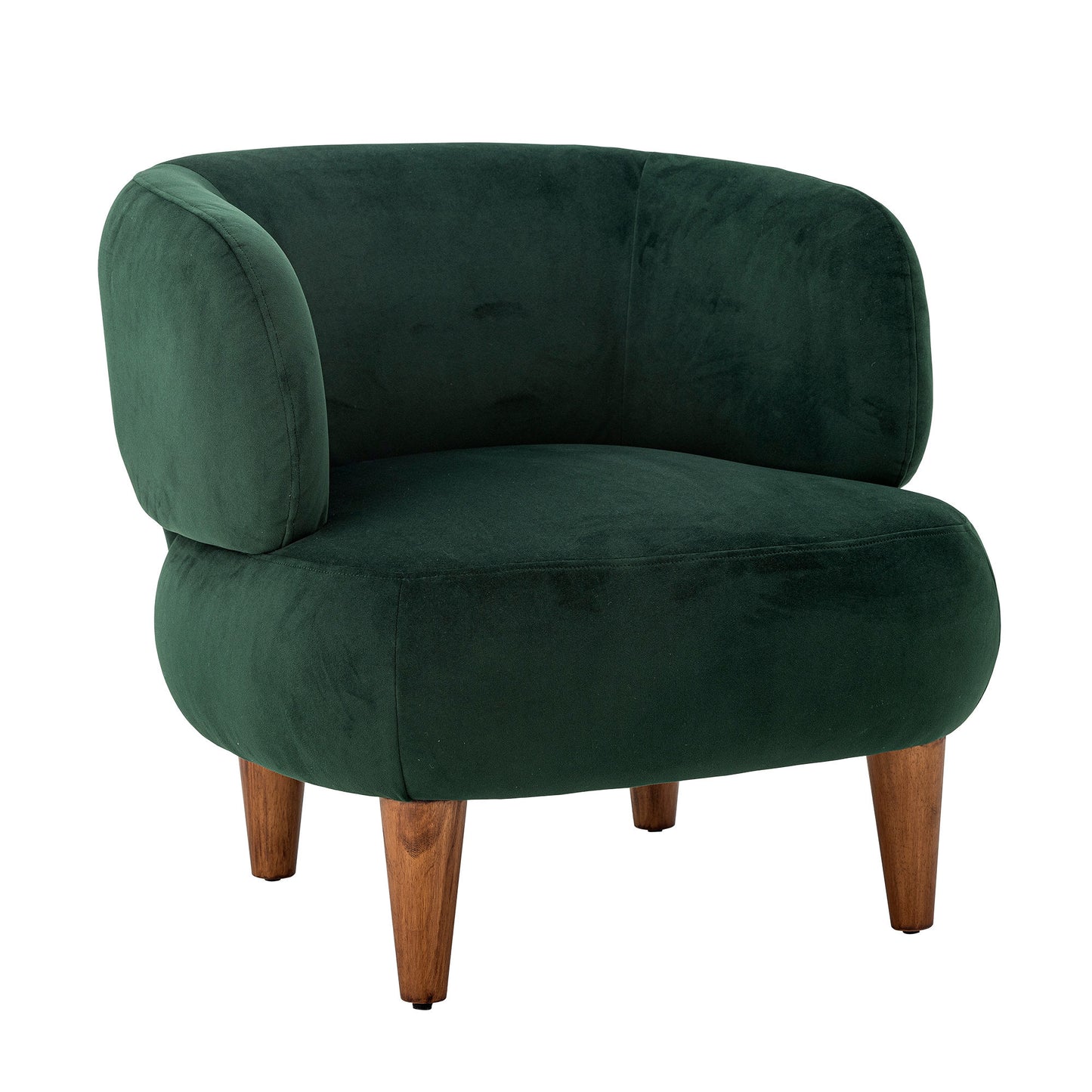 Ruperta Loungestol i Grøn Velour – Elegant Loungestol med Træben | Creative Collection