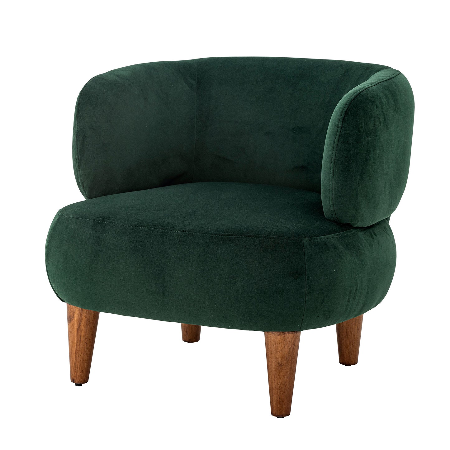 Ruperta Loungestol i Grøn Velour – Elegant Loungestol med Træben | Creative Collection