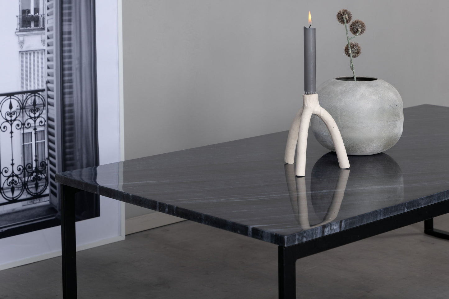 Venture Home Estelle Sofa Bord 120*60*36 Grå Marmor / Sort