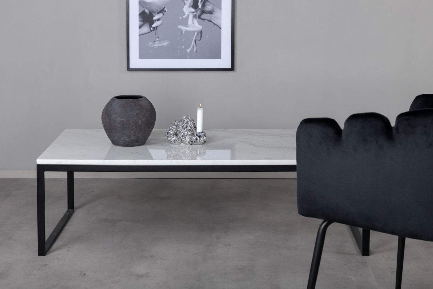 Venture Home Estelle Sofa Bord 120*60*36 Hvid marmor / Sort