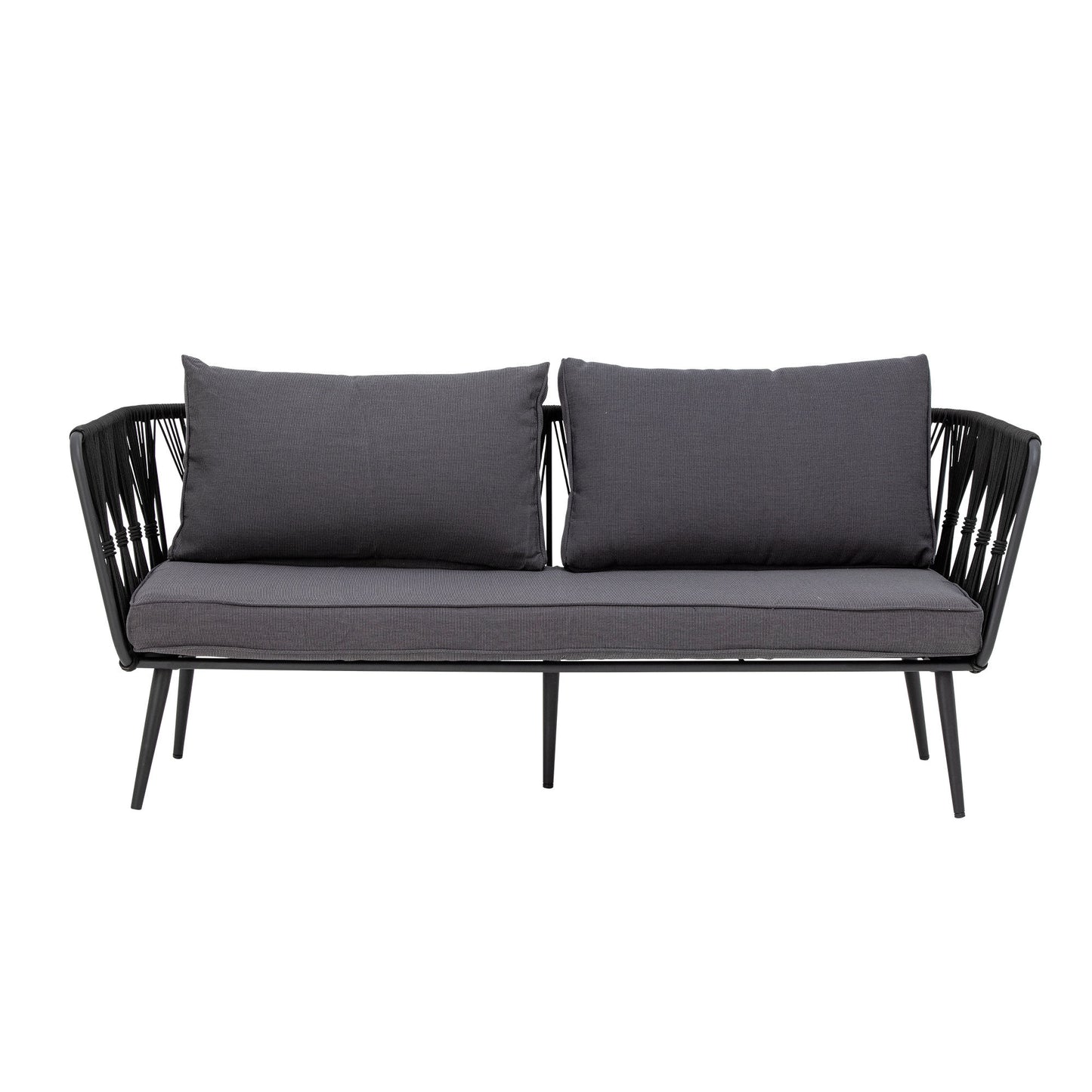 Bloomingville Pavone Sofa – Sort Metal, Håndflettet Reb, Udendørs Sofa