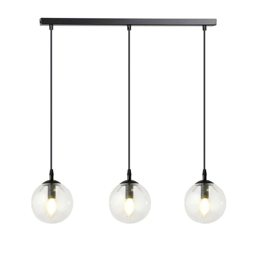 COSMO 3 Pendellampe – Sort & transparent Glas | Emibig