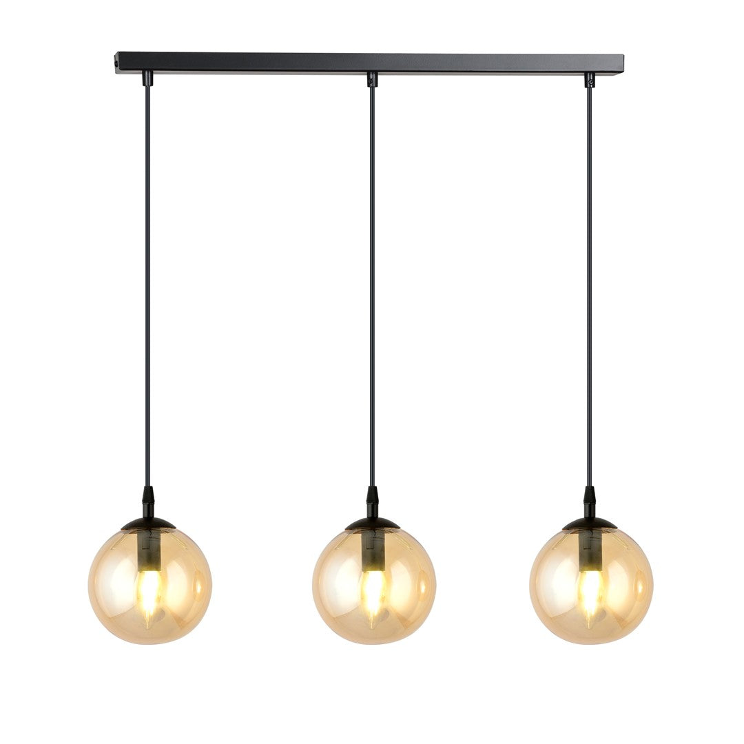 COSMO 3 Pendellampe – Sort & Ravfarvet Glas | Emibig