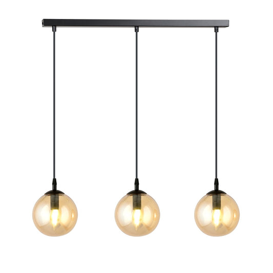 COSMO 3 Pendellampe – Sort & Ravfarvet Glas | Emibig