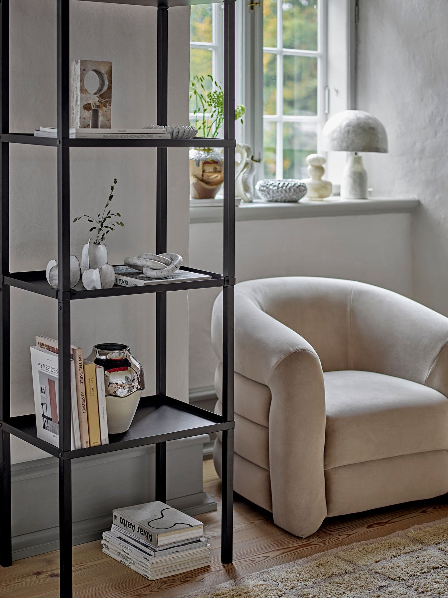 Joel Loungestol – Grå Velour, Komfortabel Lounge Stol