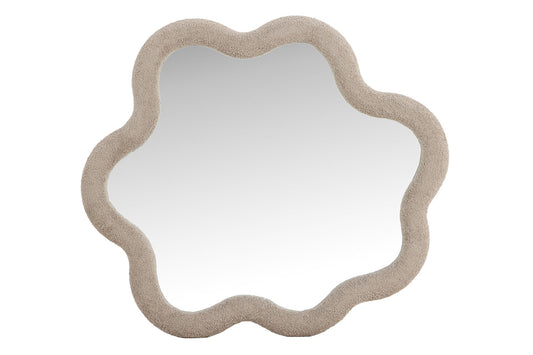 Kungsbacka Spejl 70x70 cm – Beige Bouclé med Bølgede Linjer