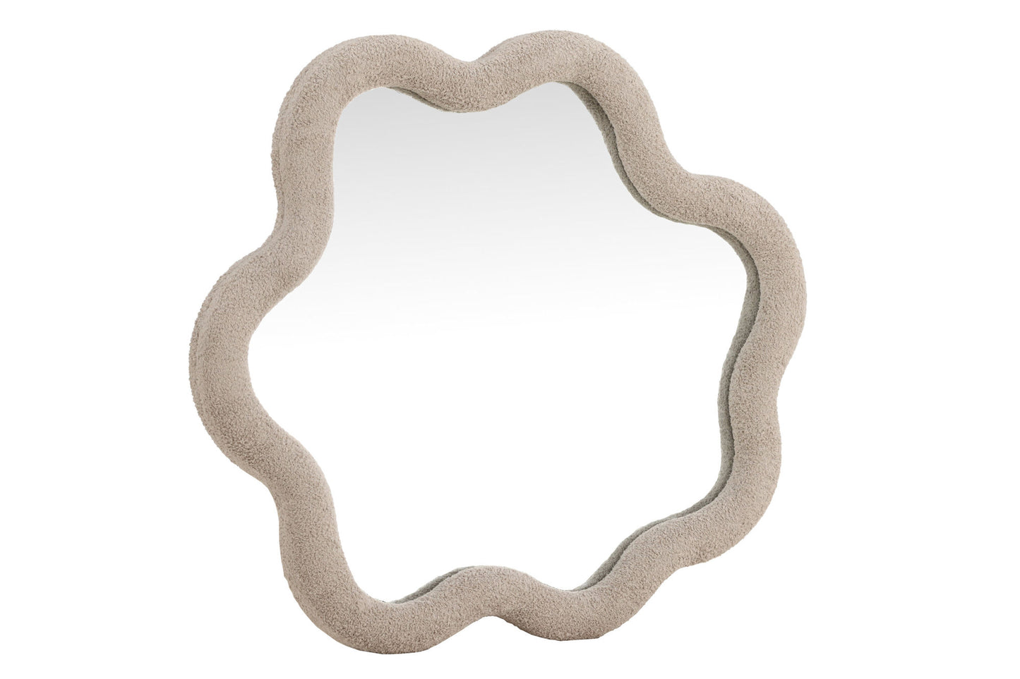 Kungsbacka Spejl 70x70 cm – Beige Bouclé med Bølgede Linjer