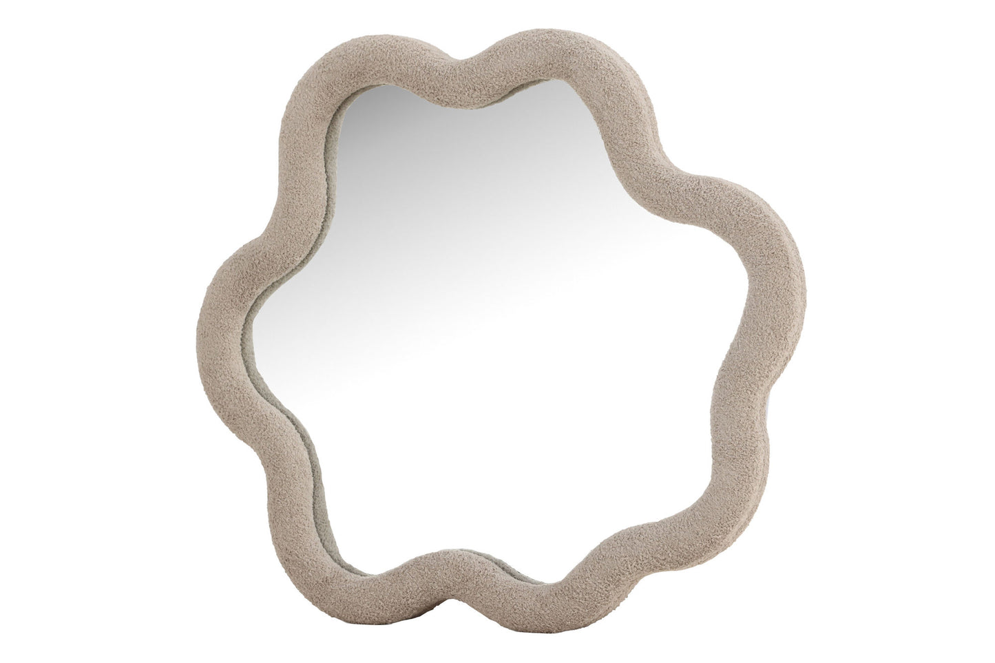 Kungsbacka Spejl 70x70 cm – Beige Bouclé med Bølgede Linjer