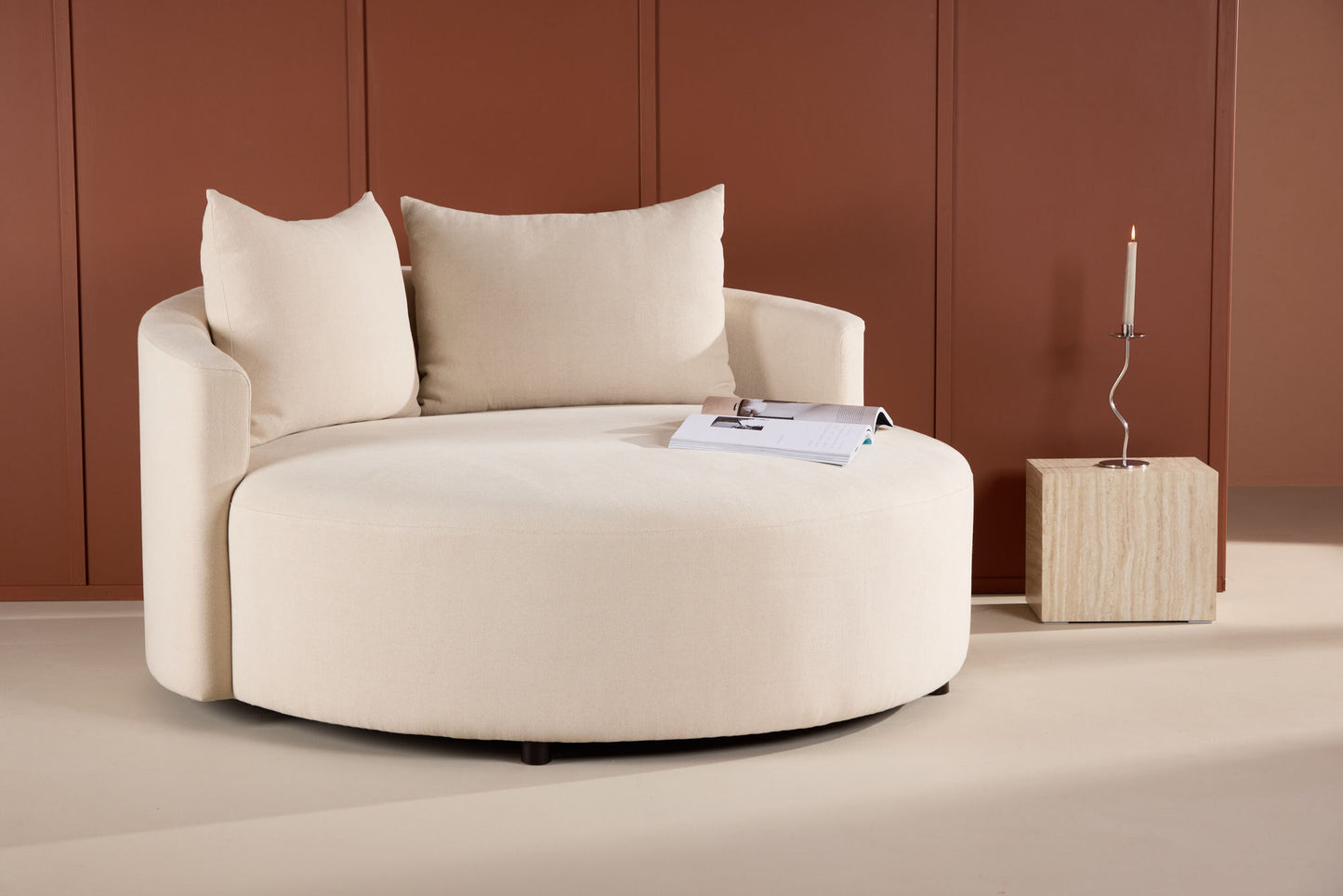 Kelso Runde Sofa – Beige | Elegant Linned & Moderne Design