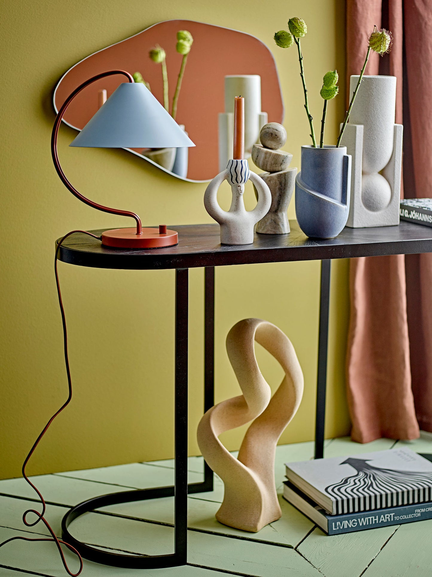Bloomingville - Salome Vase – Hvid Stentøj, Grafisk Design