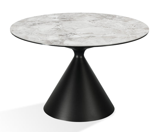 Winston - Rundt spisebord  med sten top og metal base i Grigio.
