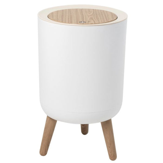 KITCHEN MOVE - Fritstående affaldsspand til badeværelse - MALMO - 7 L - Trykknapåbning - Designtræ