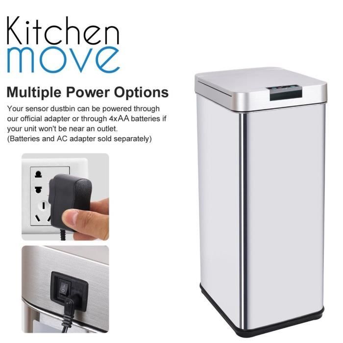 KITCHEN MOVE PARKSIDE automatisk skraldespand - 50L - Rustfrit stål med remmeband.