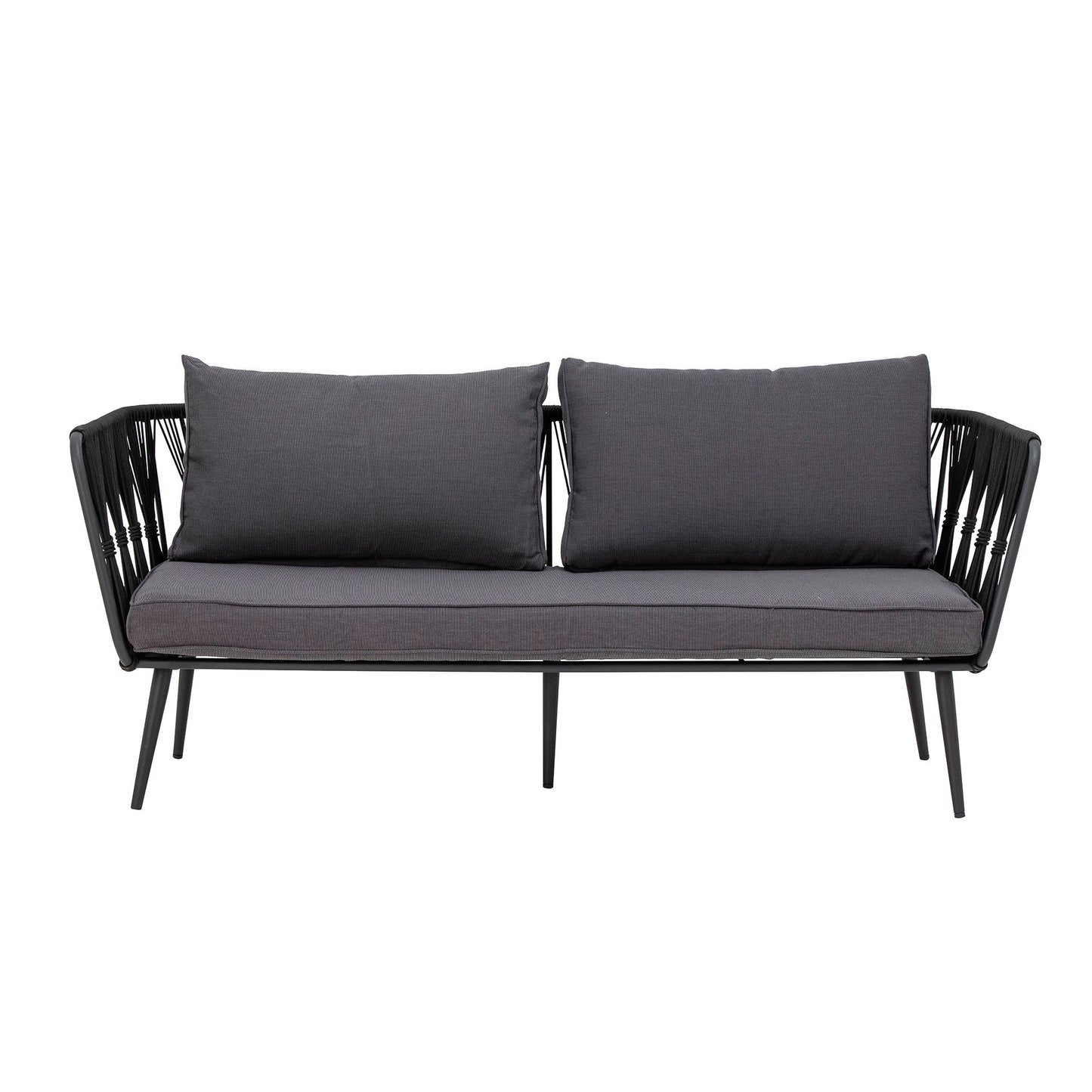 Bloomingville Pavone Sofa – Sort Metal, Håndflettet Reb, Udendørs Sofa
