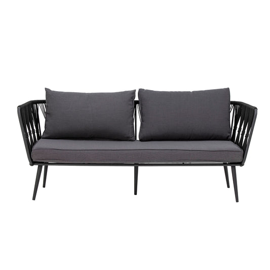 Bloomingville Pavone Sofa – Sort Metal, Håndflettet Reb, Udendørs Sofa