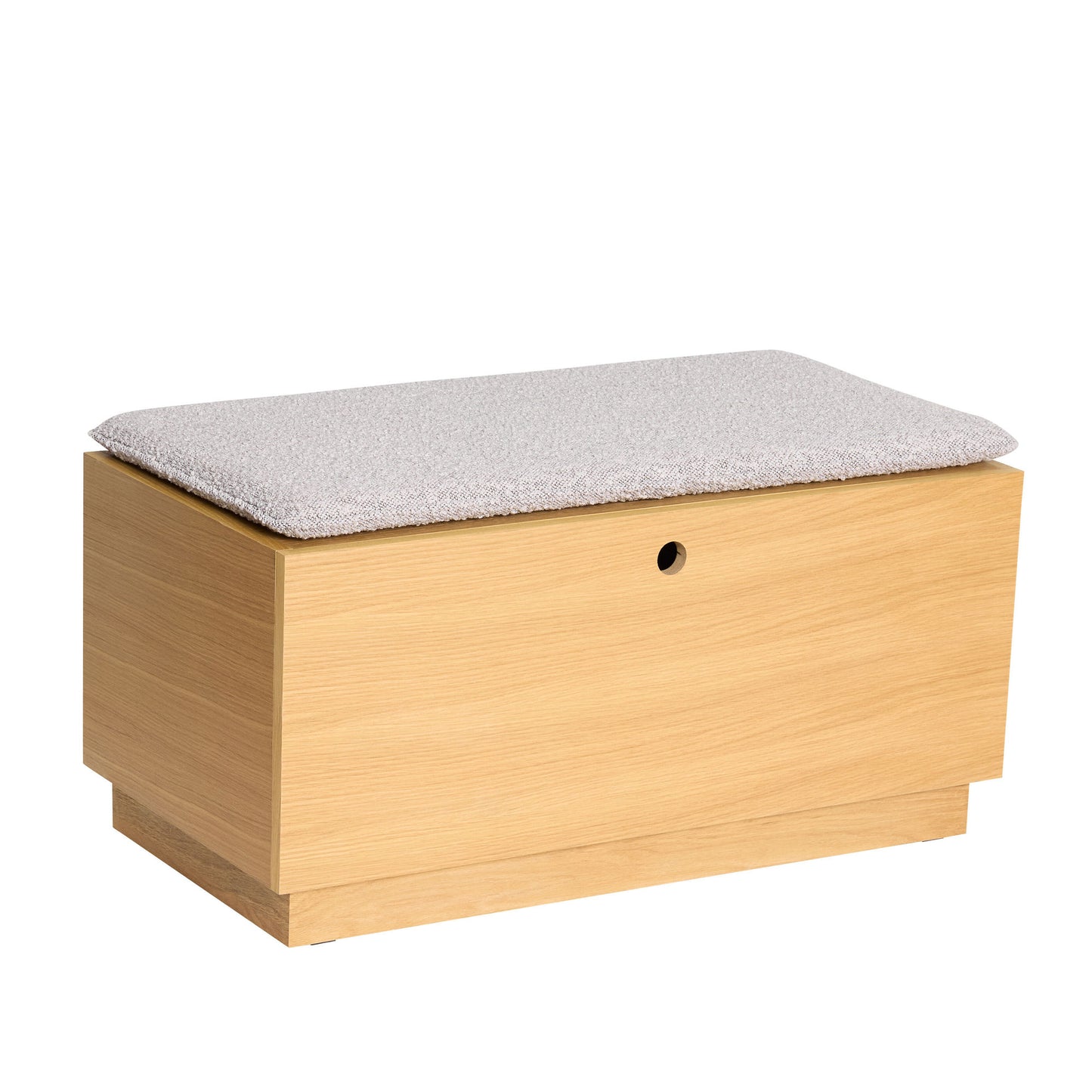 Hübsch Alcove Bænk i Egetræ og Lysegrå – FSC-certificeret Bænk med Opbevaring (90 x 47 x H45 cm)