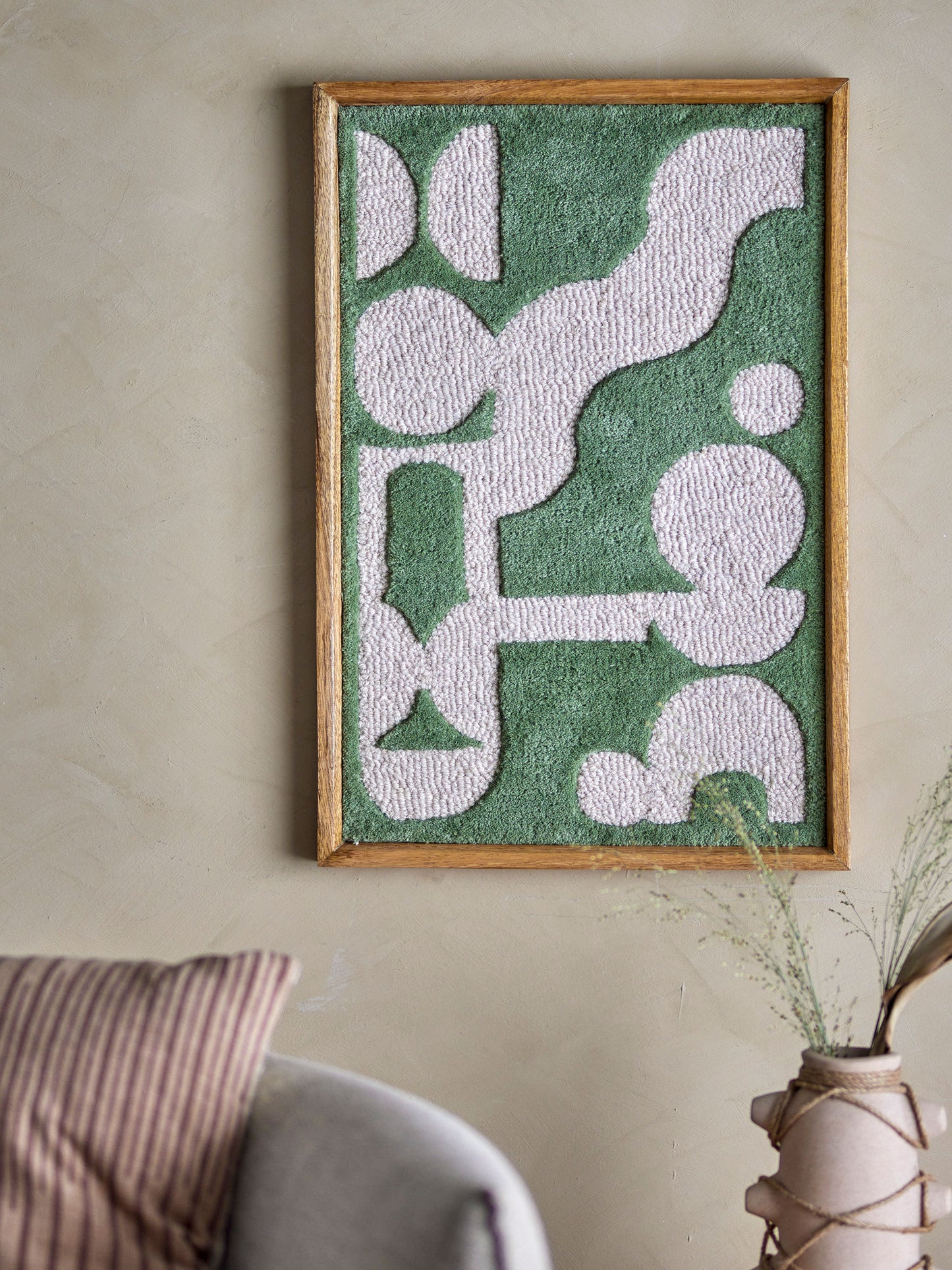 Longton vægdekoration 45x65 cm i uld – grøn tufted vægkunst fra Bloomingville