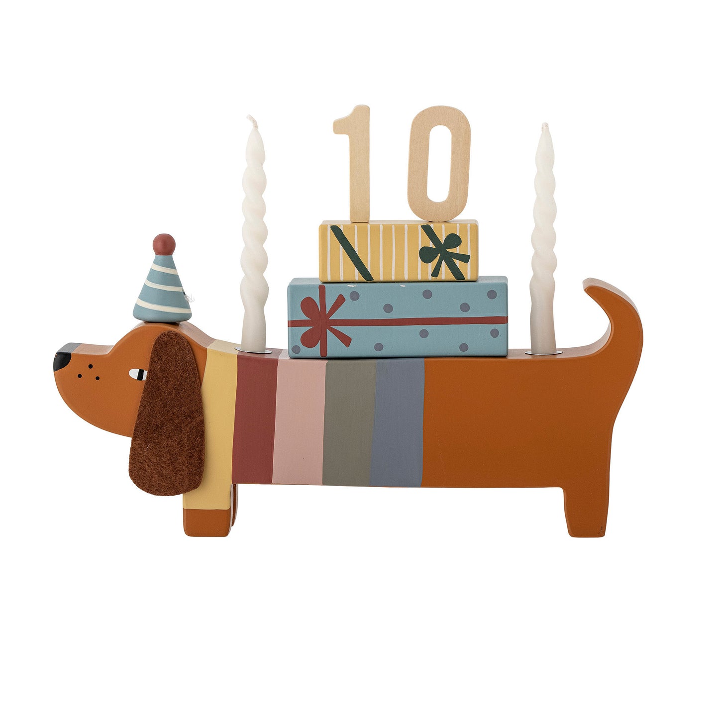 Charlie fødselsdagsdekoration 28x5xH14 cm i FSC® MDF – lysestage til børn fra Bloomingville MINI