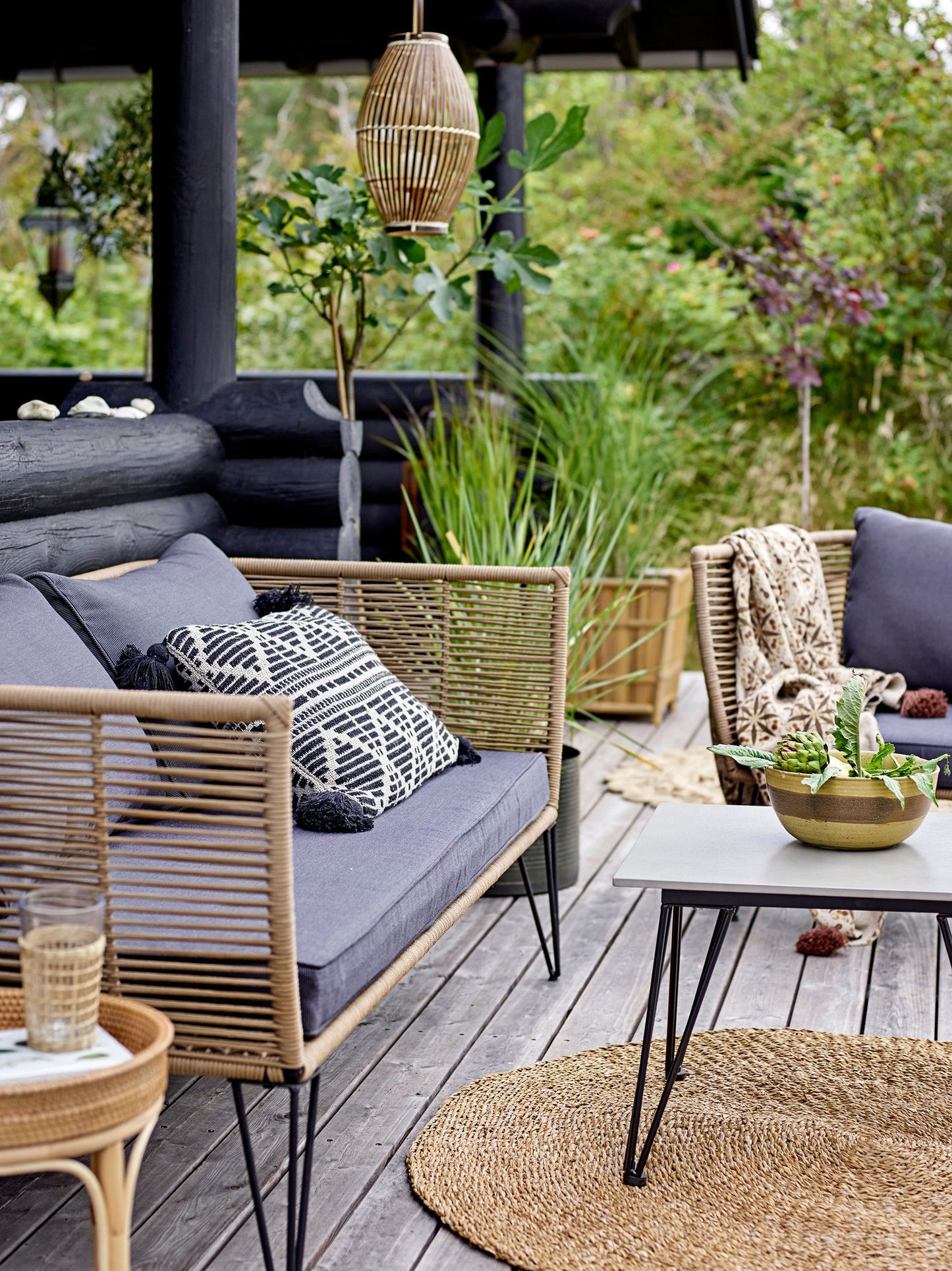 Bloomingville Mundo Sofabord – Rundt, Grå Fibercement med Metalben