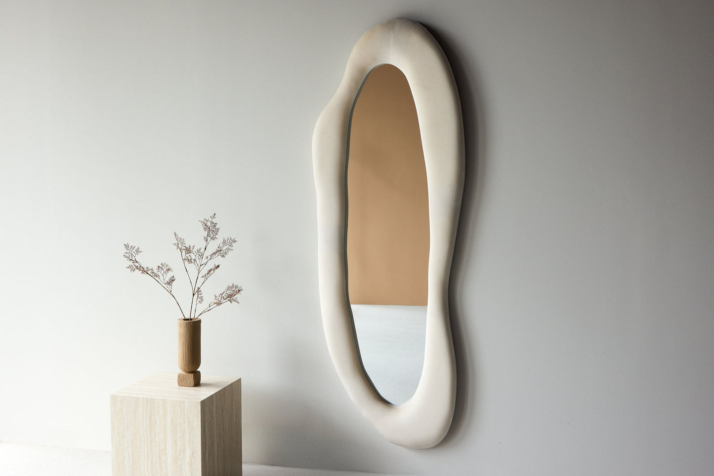 Venture Home Louisville Spejl 66x185 cm - MDF med Beige stof / Klar Glas