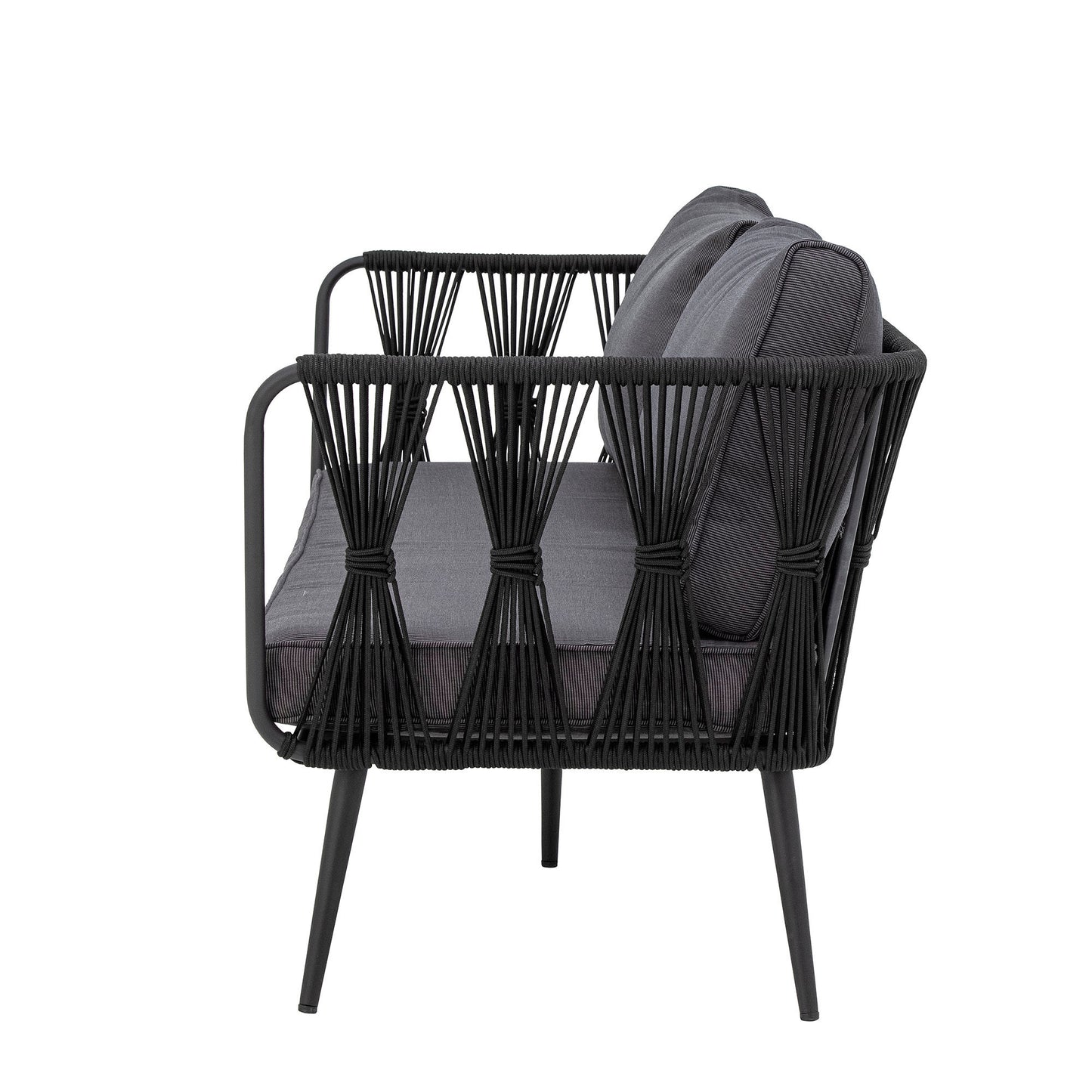 Bloomingville Pavone Sofa – Sort Metal, Håndflettet Reb, Udendørs Sofa