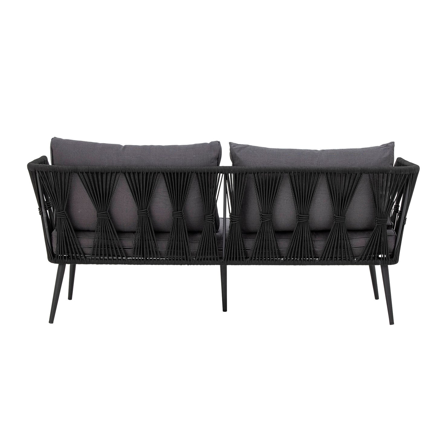 Bloomingville Pavone Sofa – Sort Metal, Håndflettet Reb, Udendørs Sofa