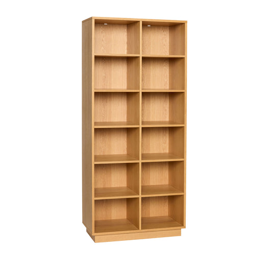 Hübsch Disco reol i egetræ 80x30xH180 cm – FSC-certificeret bogreol med 12 rum