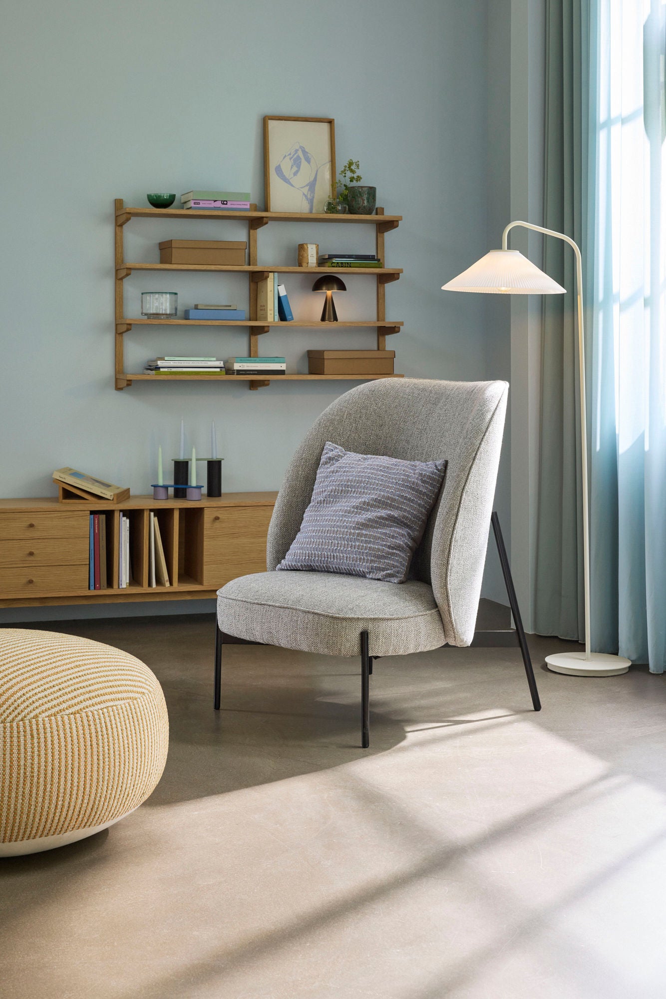 Hübsch Area Loungestol – Lysegrå Tekstil