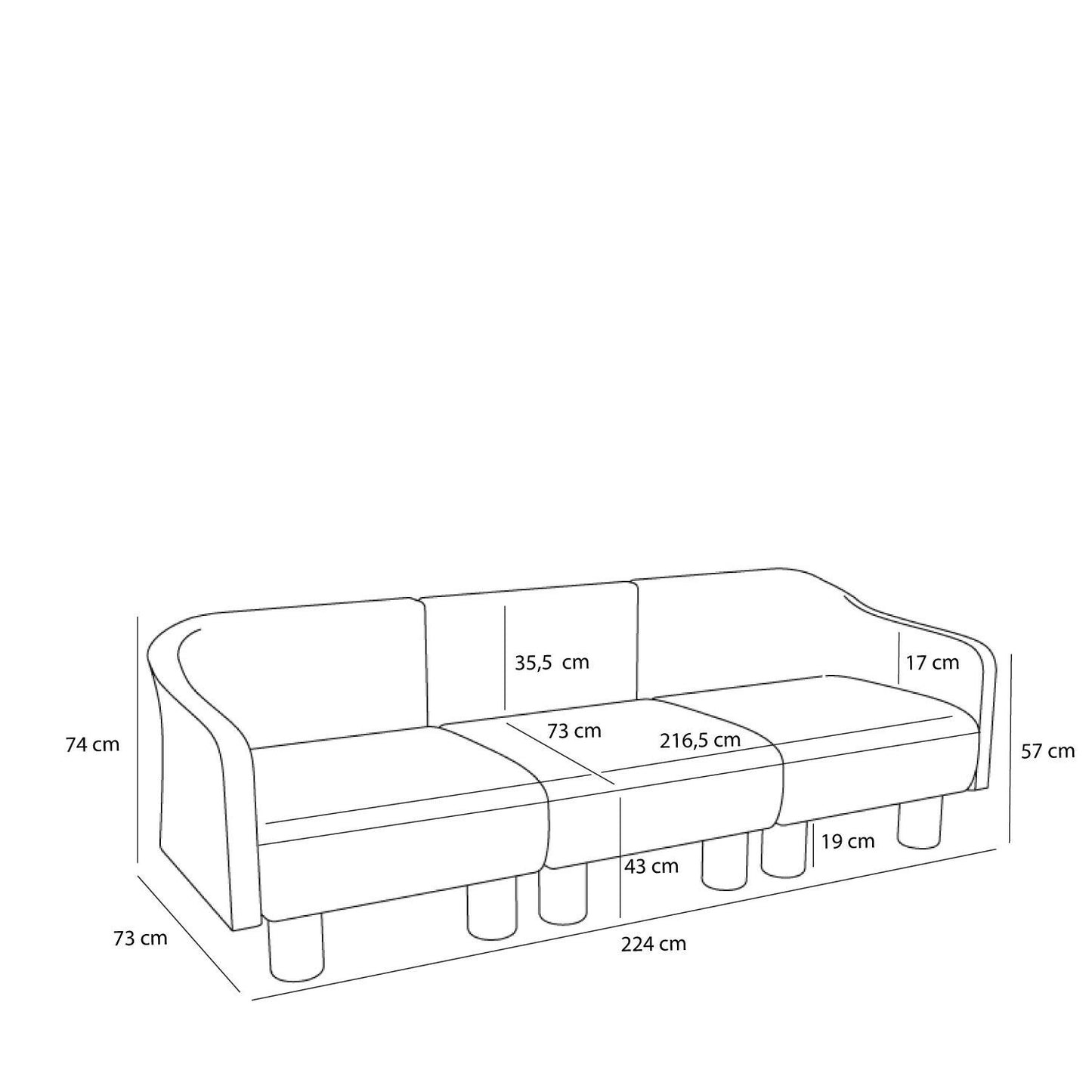 Hübsch Elegance Sofa - Mørkeblå