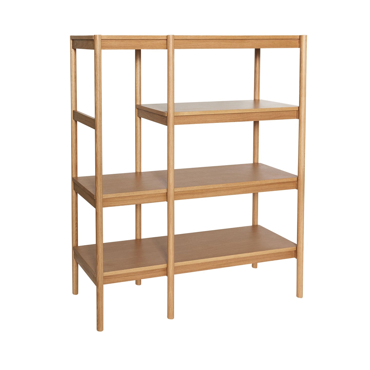 Hübsch Seize Reol – FSC® Egetræ, Asymmetrisk og Funktionel