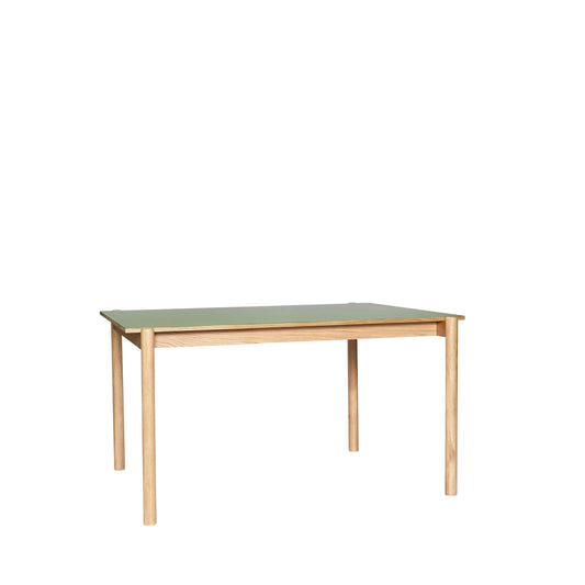 Hübsch Oblique skrivebord 140x81xH75 cm i lysegrå – FSC-certificeret egetræ med linoleum