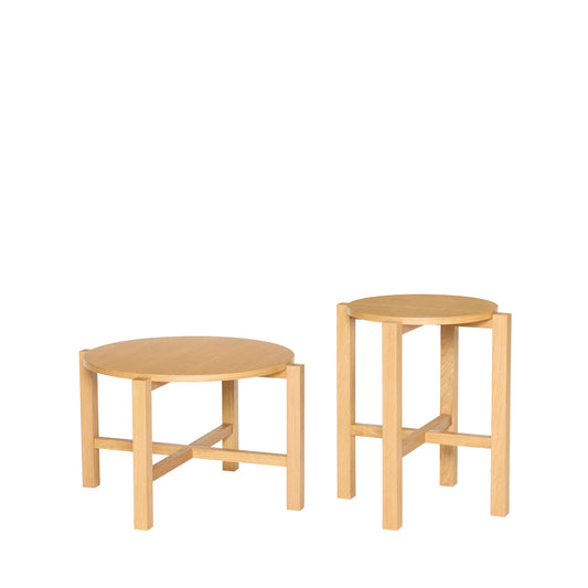 Hübsch Four sofabord i egetræ Ø68/48xH42/55 cm – FSC-certificeret sæt af 2 borde
